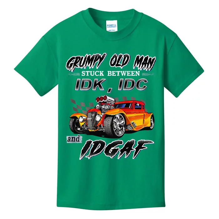 Grumpy Old Man Stuck Between Hot Rods Kids T-Shirt