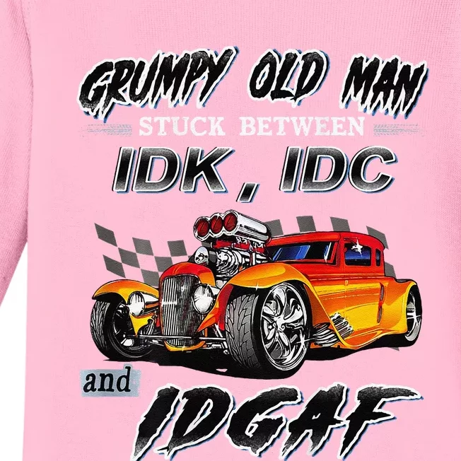 Grumpy Old Man Stuck Between Hot Rods Baby Long Sleeve Bodysuit