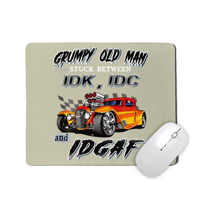 Grumpy Old Man Stuck Between Hot Rods Mousepad