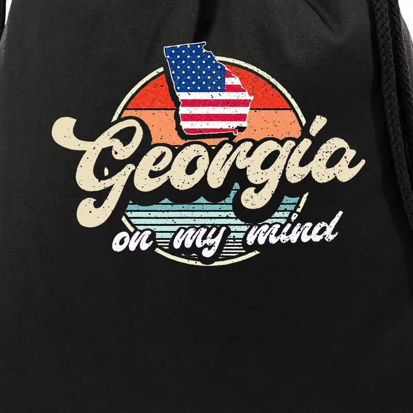 Georgia On My Mind The Peach State Retro USA Proud Georgian Drawstring Bag