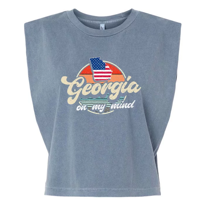 Georgia On My Mind The Peach State Retro USA Proud Georgian Garment-Dyed Women's Muscle Tee