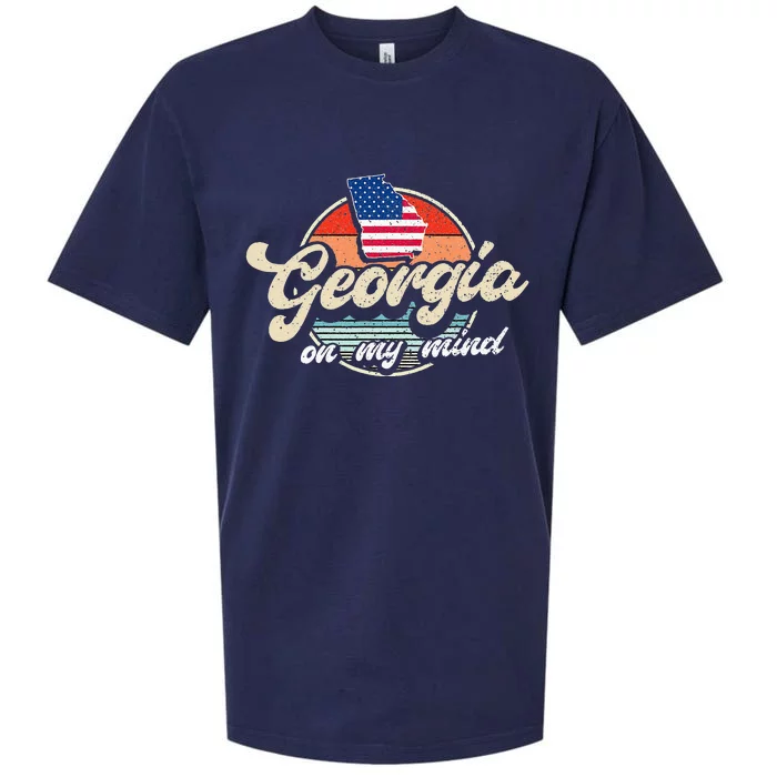 Georgia On My Mind The Peach State Retro USA Proud Georgian Sueded Cloud Jersey T-Shirt