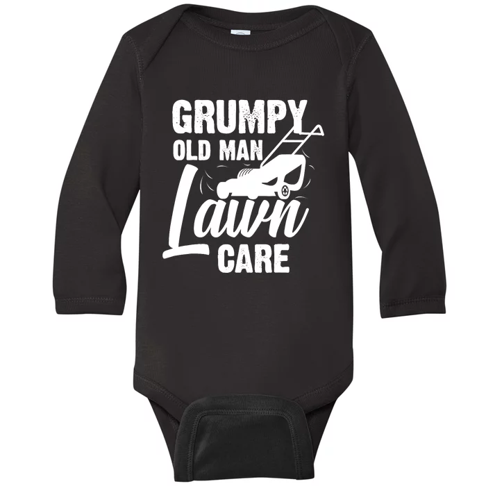 Grumpy Old Man Lawn Care Grass Cutting Lawn Mower Gift Baby Long Sleeve Bodysuit