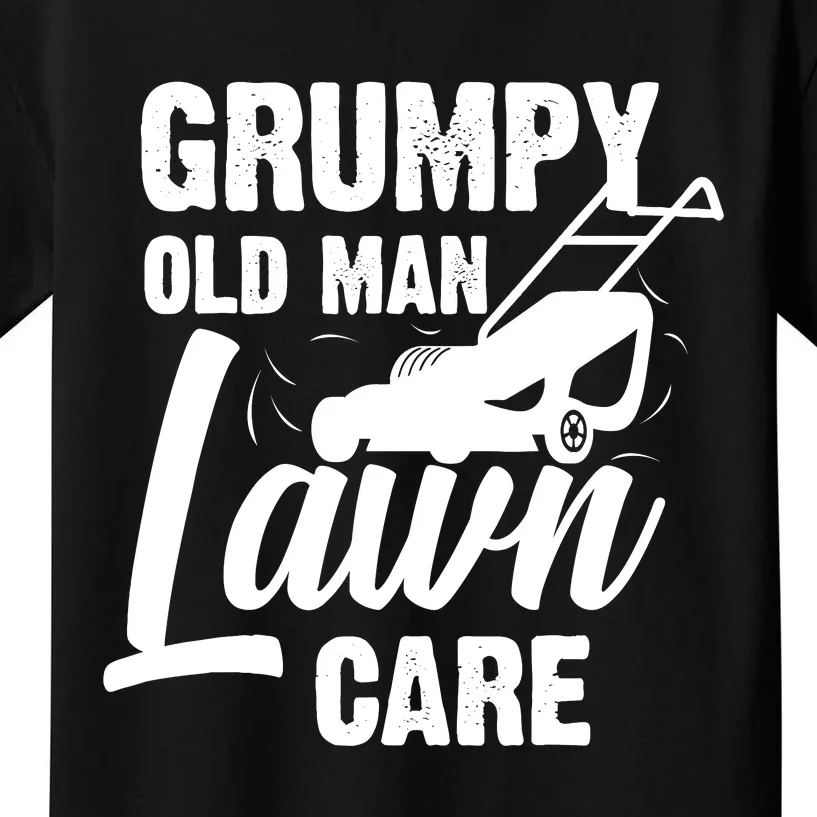 Grumpy Old Man Lawn Care Grass Cutting Lawn Mower Gift Kids T-Shirt