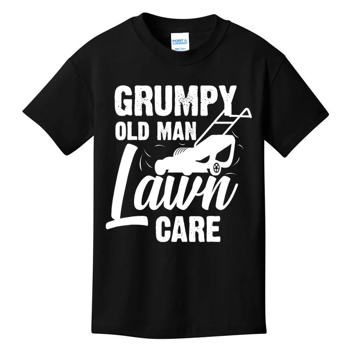 Grumpy Old Man Lawn Care Grass Cutting Lawn Mower Gift Kids T-Shirt