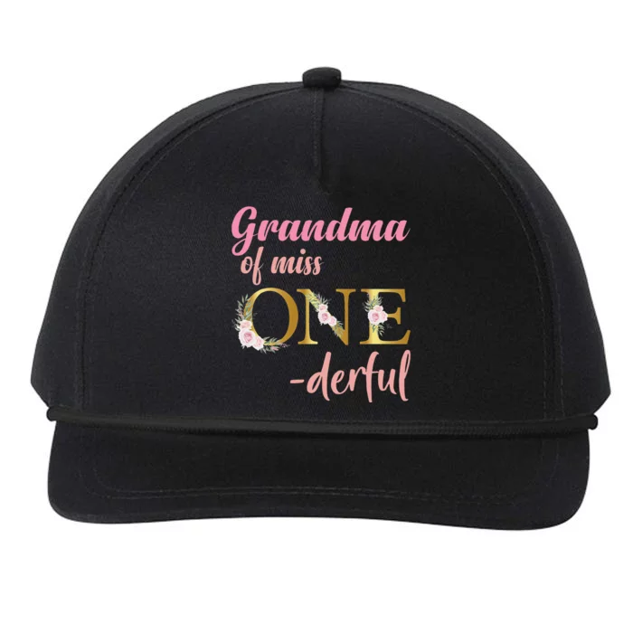 Grandma of Miss One Derful 1st Birthday 1st Birthday Snapback Five-Panel Rope Hat