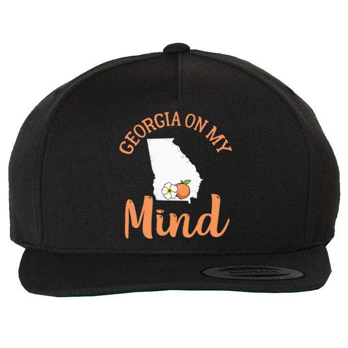 Georgia On My Mind GA Atlanta Peach Funny Southern State Wool Snapback Cap