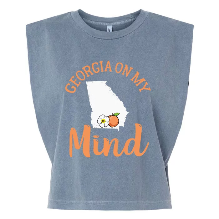 Georgia On My Mind GA Atlanta Peach Funny Southern State Garment-Dyed Women's Muscle Tee