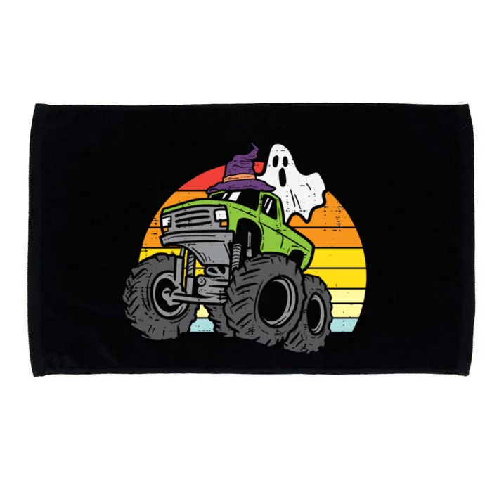 Ghost On Monster Truck Retro Halloween Great Gift Microfiber Hand Towel