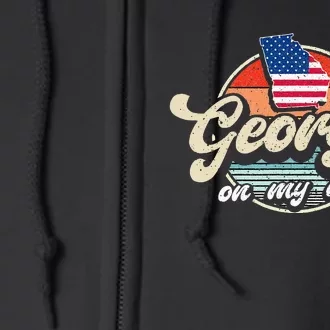 Georgia On My Mind The Peach State Retro USA Proud Georgian Full Zip Hoodie