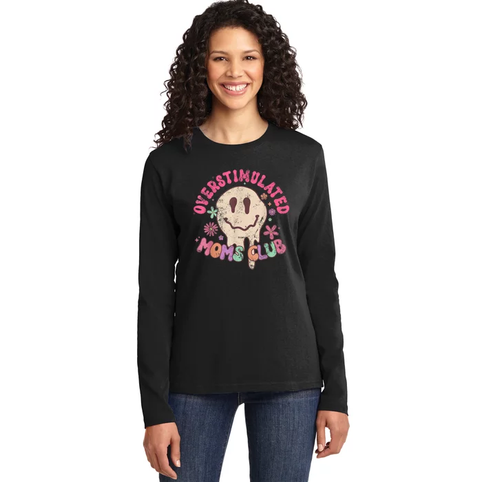 Groovy Overstimulated Moms Club Funny Trendy Mom Ladies Long Sleeve Shirt