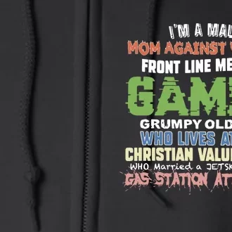 Grumpy Old Man Gamer Mom Against Vaping Gamer Who Lives At 420 Christian Values Full Zip Hoodie