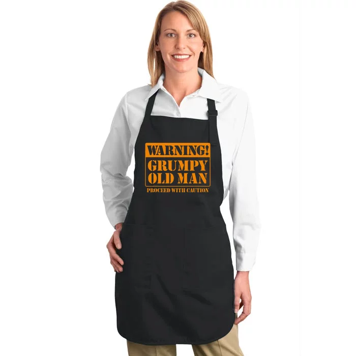 Grumpy Old Man For Grandfathers Dads Fathers Day Full-Length Apron With Pocket