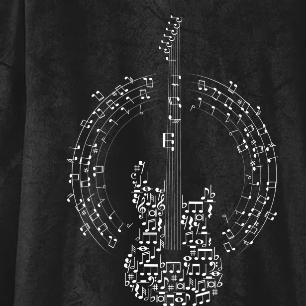 Guitar Of Musical Notes Hooded Wearable Blanket