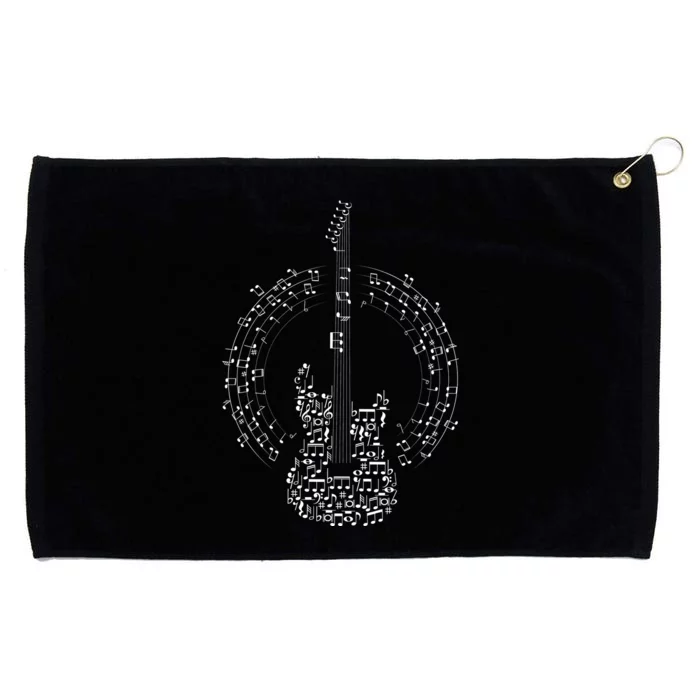 Guitar Of Musical Notes Grommeted Golf Towel