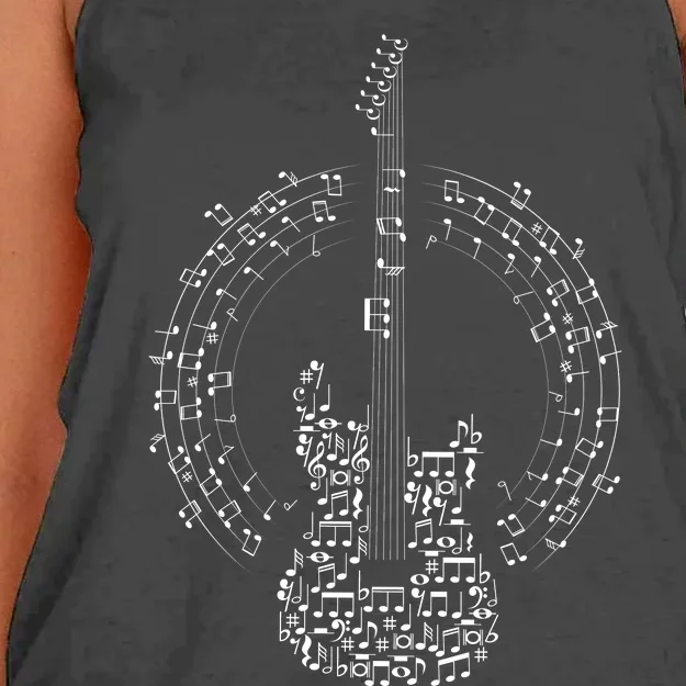 Guitar Of Musical Notes Women's Knotted Racerback Tank