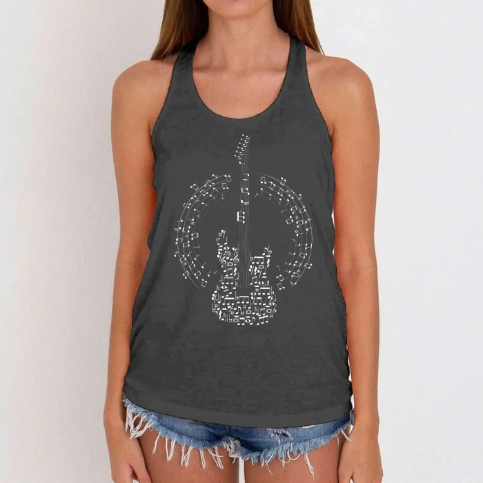 Guitar Of Musical Notes Women's Knotted Racerback Tank