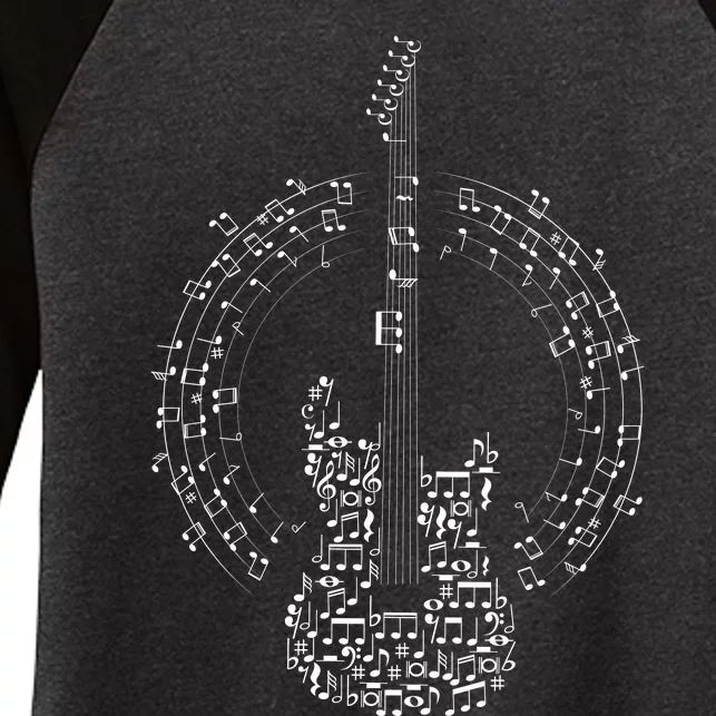 Guitar Of Musical Notes Women's Tri-Blend 3/4-Sleeve Raglan Shirt