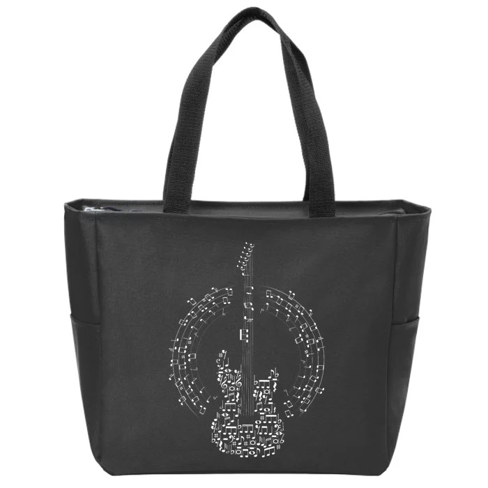 Guitar Of Musical Notes Zip Tote Bag