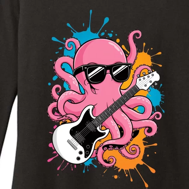 Guitar Octopus Novelty Rock Music Band Concert Funny Guitar Womens CVC Long Sleeve Shirt