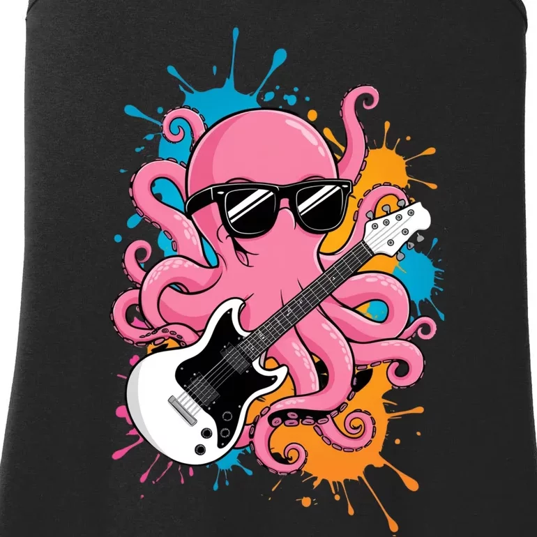 Guitar Octopus Novelty Rock Music Band Concert Funny Guitar Ladies Essential Tank