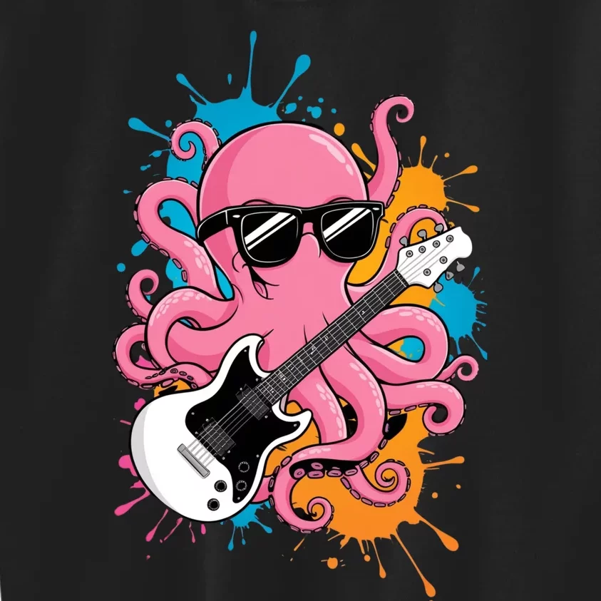 Guitar Octopus Novelty Rock Music Band Concert Funny Guitar Kids Sweatshirt