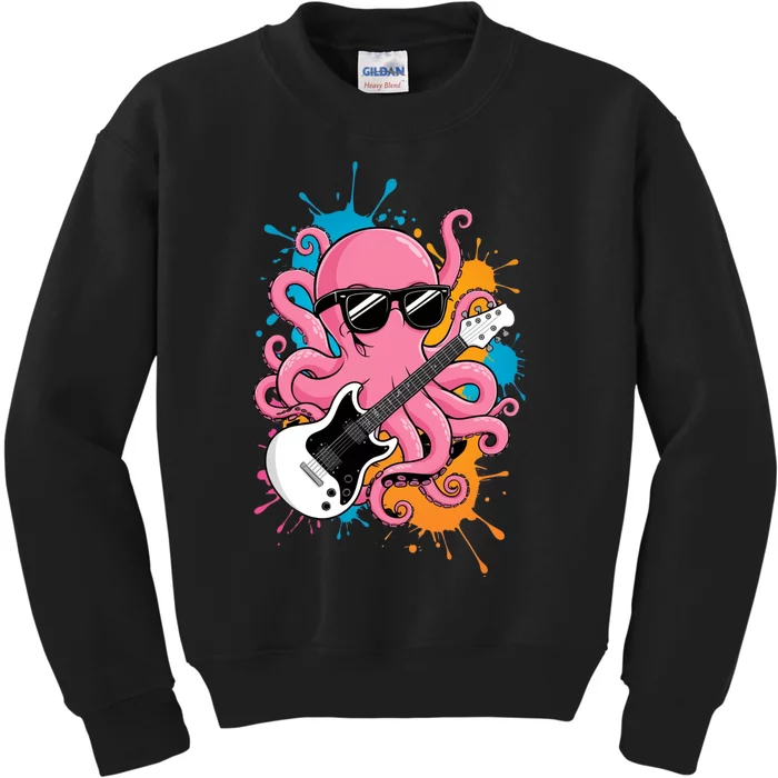 Guitar Octopus Novelty Rock Music Band Concert Funny Guitar Kids Sweatshirt