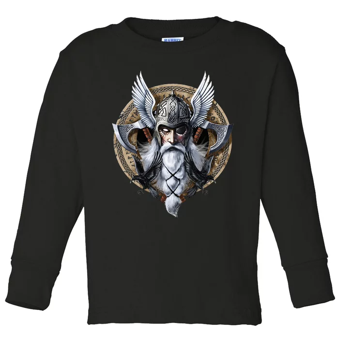 God Odin Norse Viking Warrior Nordic Pagan Toddler Long Sleeve Shirt