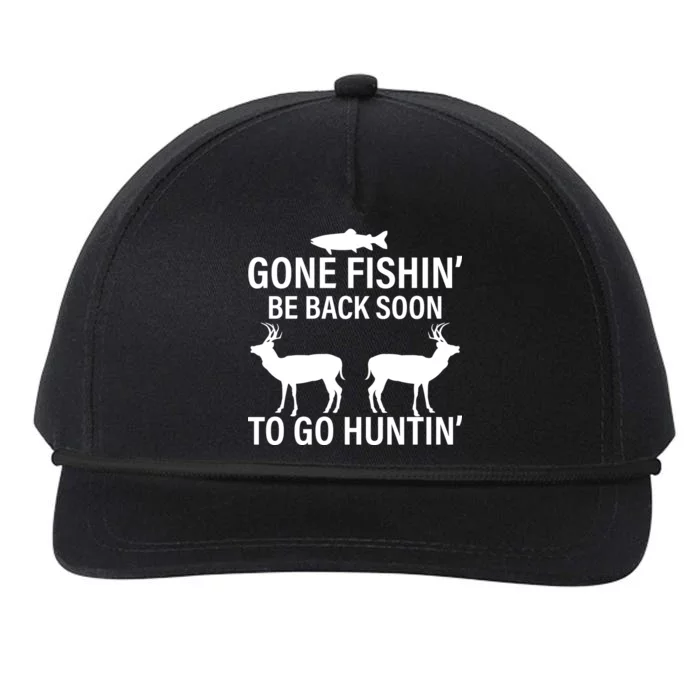 Gone Fishing Be Back Soon To Go Hunting Snapback Five-Panel Rope Hat