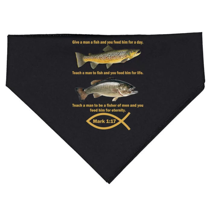 Gone Fishing Christian Quote Mark 1:17 USA-Made Doggie Bandana