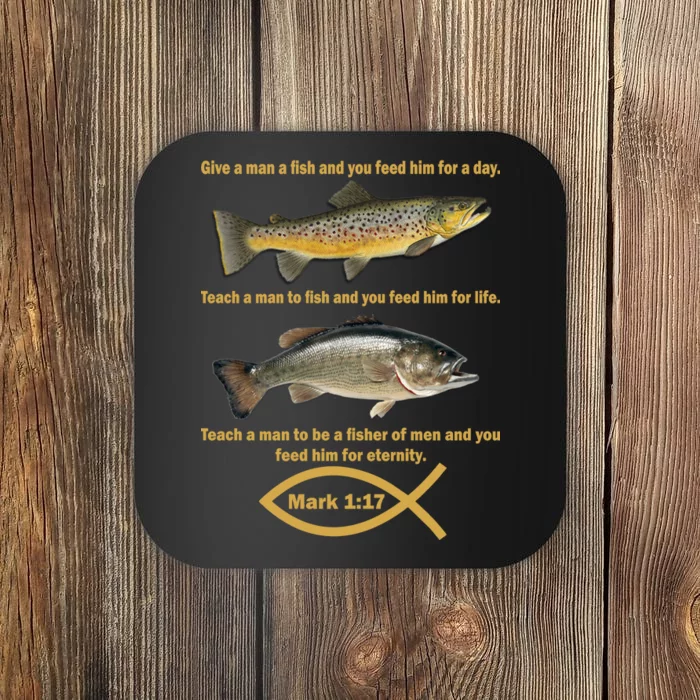 Gone Fishing Christian Quote Mark 1:17 Coaster