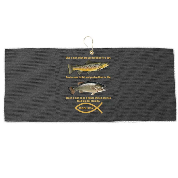 Gone Fishing Christian Quote Mark 1:17 Large Microfiber Waffle Golf Towel