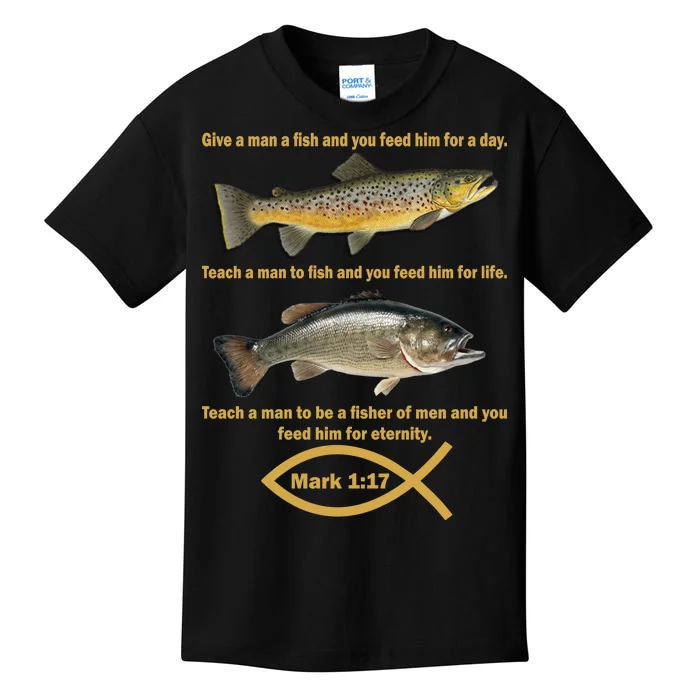 Gone Fishing Christian Quote Mark 1:17 Kids T-Shirt