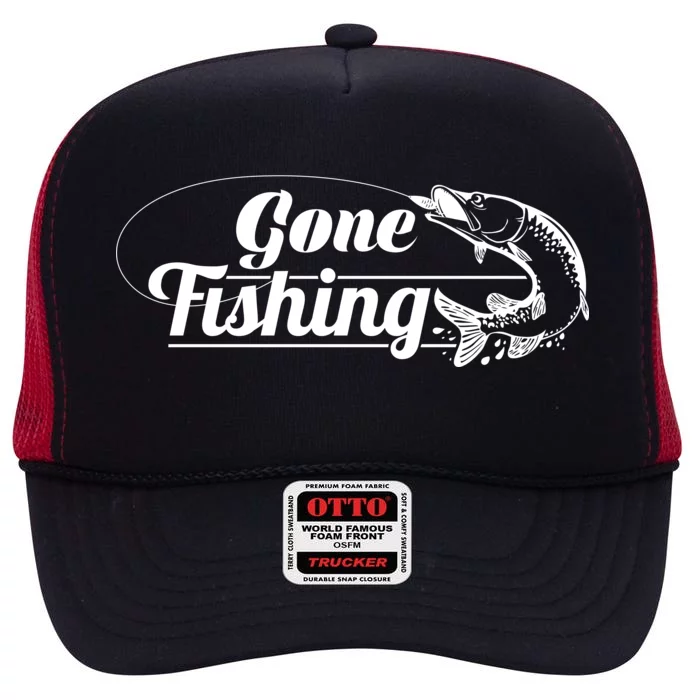 Gone Fishing Logo High Crown Mesh Trucker Hat