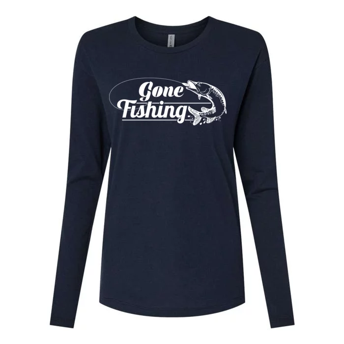 Gone Fishing Logo Womens Cotton Relaxed Long Sleeve T-Shirt