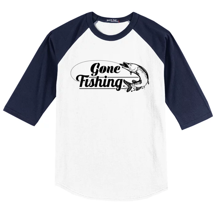 TeeShirtPalace | Gone Fishing Logo Baseball Sleeve Shirt