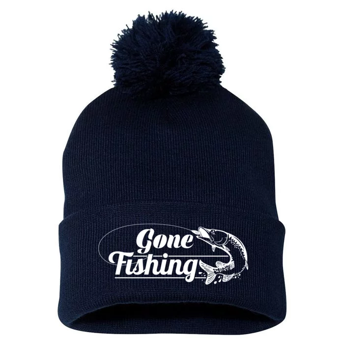 Gone Fishing Logo Pom Pom 12in Knit Beanie