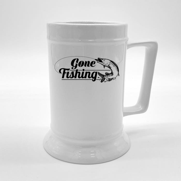 Gone Fishing Logo Front & Back Beer Stein