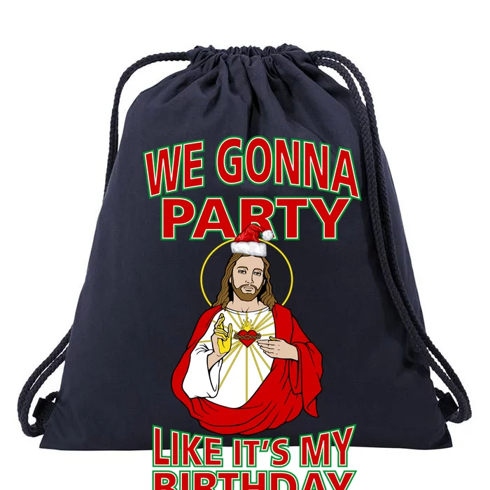 Gonna Party Like It's My Birthday Jesus Drawstring Bag