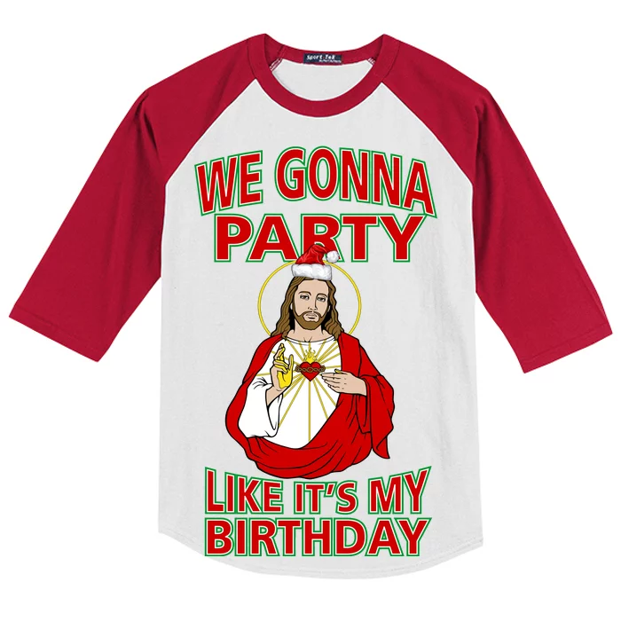 Gonna Party Like It's My Birthday Jesus Kids Colorblock Raglan Jersey