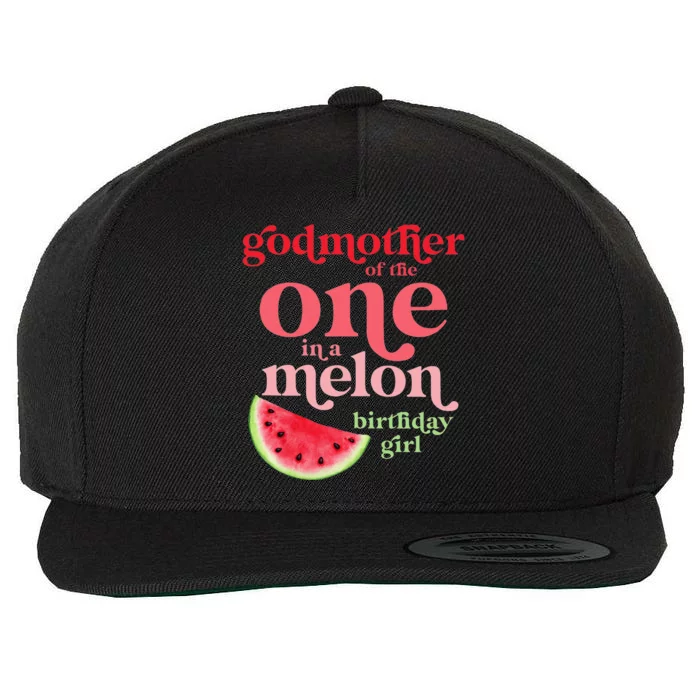 Godmother of One In A Melon Birthday Watermelon First Wool Snapback Cap