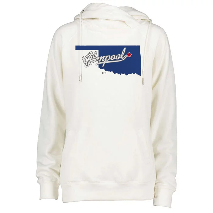 Glenpool Oklahoma Ok Map Womens Funnel Neck Pullover Hood