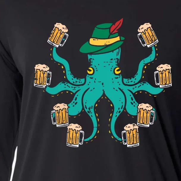 German Octopus Oktoberfest Funny Bavarian Festival Cooling Performance Long Sleeve Crew