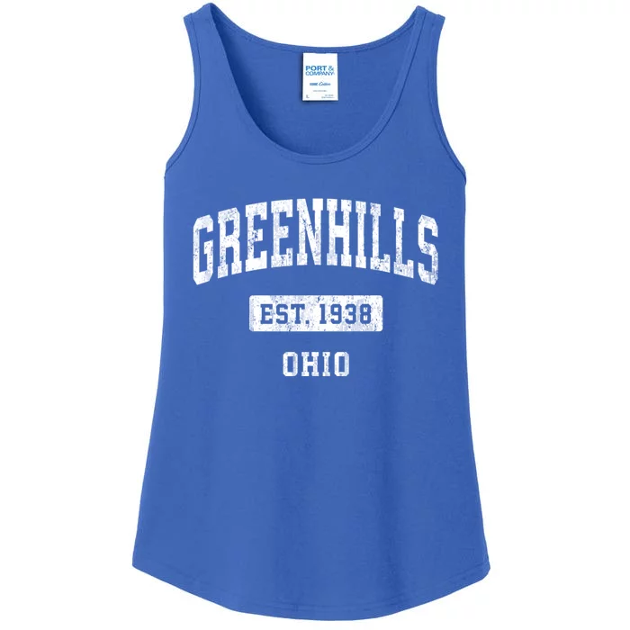 Greenhills Ohio Oh Vintage Sports Established Ladies Essential Tank