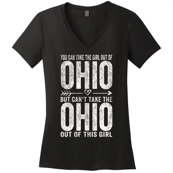 Girl Out Of Ohio Hometown Home Ohio Women's V-Neck T-Shirt