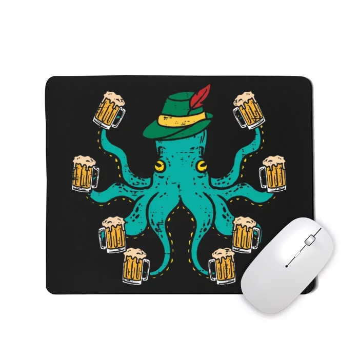 German Octopus Oktoberfest Funny Bavarian Festival Mousepad