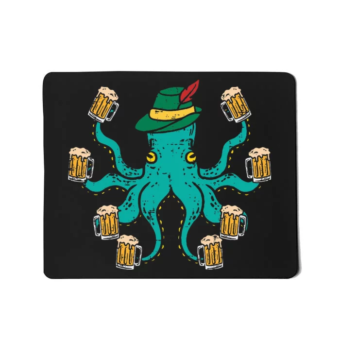 German Octopus Oktoberfest Funny Bavarian Festival Mousepad