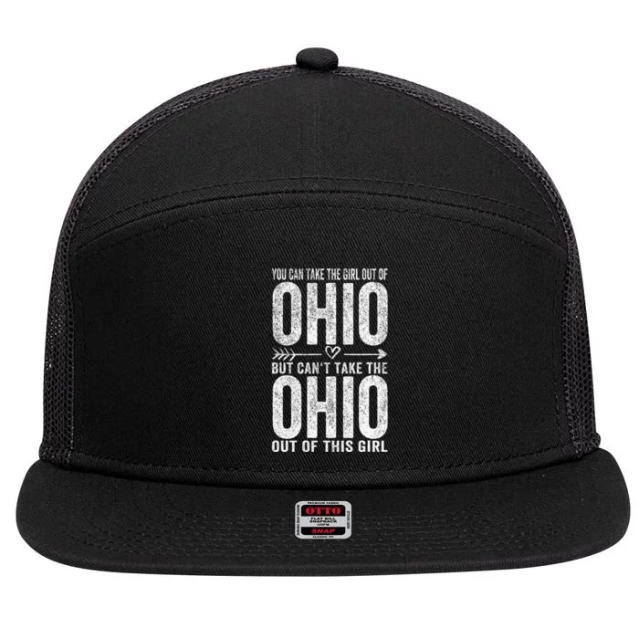 Girl Out Of Ohio Hometown Home Ohio 7 Panel Mesh Trucker Snapback Hat