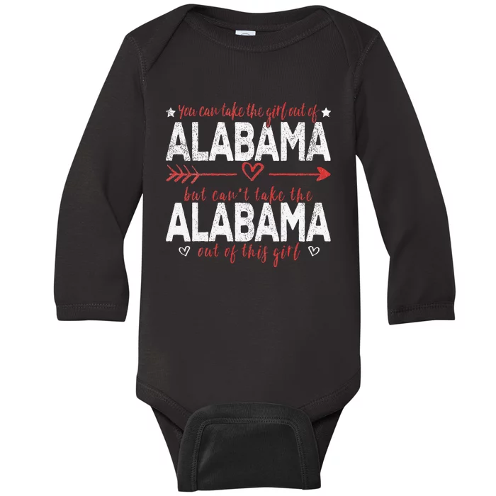 Girl Out Of Alabama Hometown Home Alabama Baby Long Sleeve Bodysuit