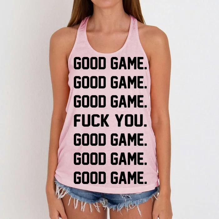 Good Game F You Women's Knotted Racerback Tank